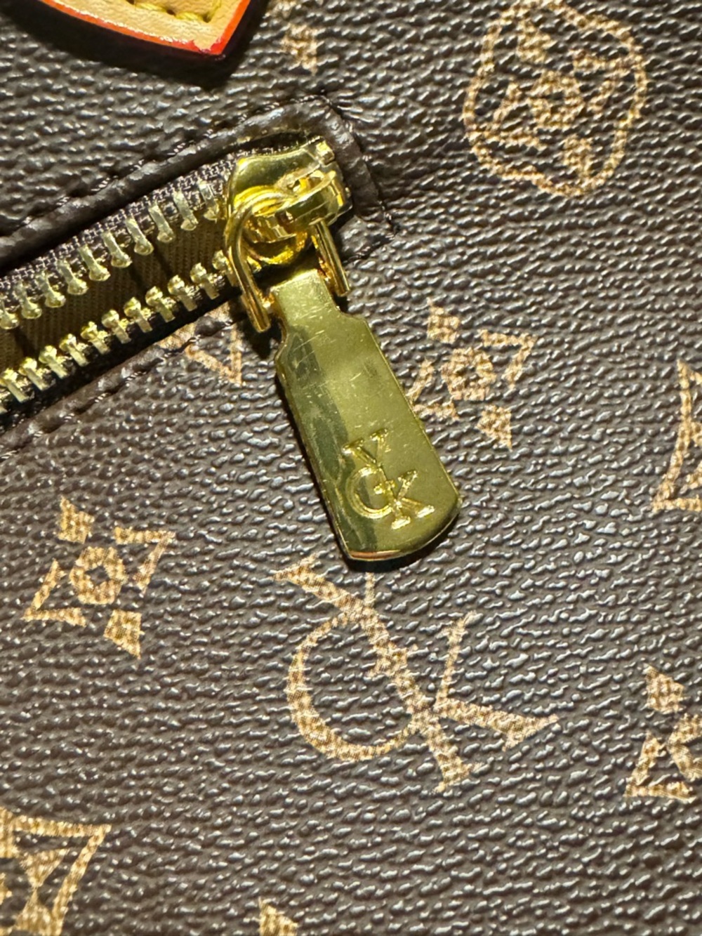 Guyika Brown Monogram Tote with Tan Trim - Picture 13 of 16